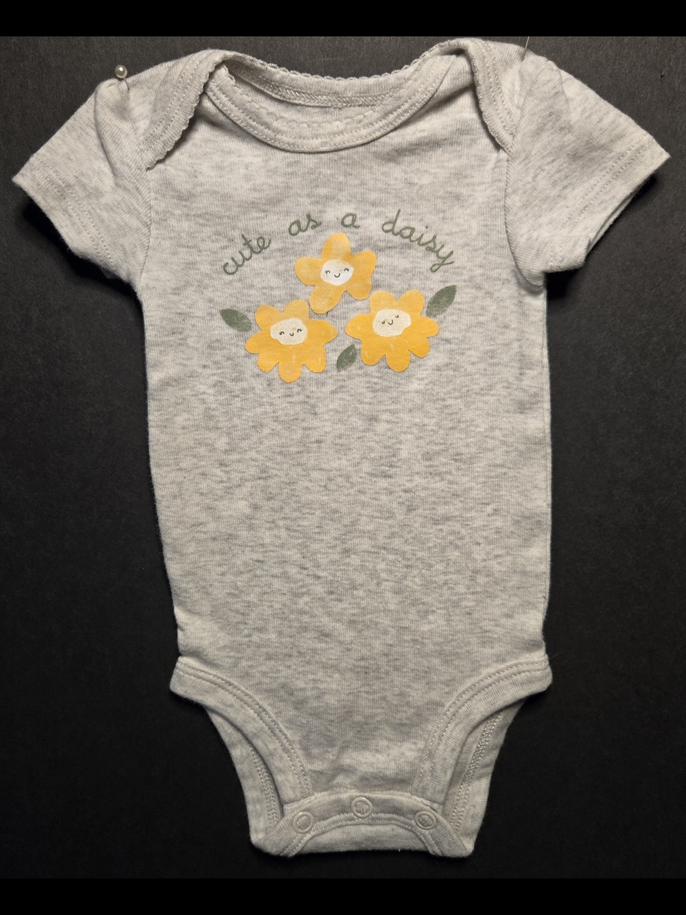 Carter's Heather Gray Bodysuit with Yellow Daisy Trio